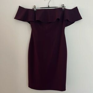 Calvin Klein ruffle off the shoulder sheath dress, size 6